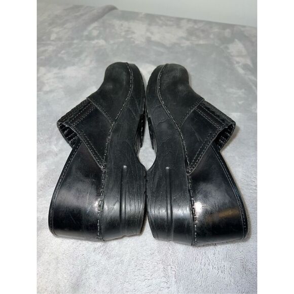 Womens Sanita Professional Slip On Clogs EU 37/US 6.5-7 Black Leather Round Toe - Picture 5 of 10